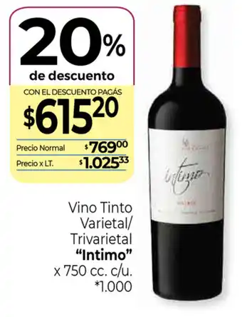 La Anonima Intimo Vino Tinto Varietal/Trivarietal x 750cc oferta