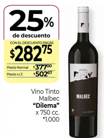 La Anonima Dilema Vino Tinto Malbec x 750cc oferta