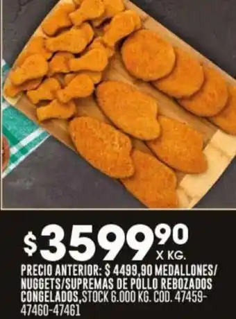 Coto MEDALLONES/ NUGGETS/SUPREMAS DE POLLO REBOZADOS CONGELADOS X KG oferta