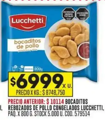 Coto BOCADITOS REBOZADOS DE POLLO CONGELADOS LUCCHETTI PAQ. X 800G oferta