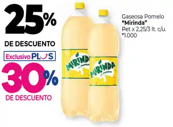 La Anonima Mirinda Gaseosa Pomelo Pet x 2,25/3lt oferta