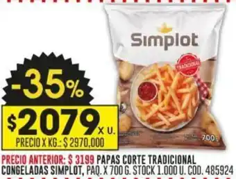 Coto PAPAS CORTE TRADICIONAL CONGELADAS SIMPLOT PAQ. X 700G oferta