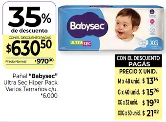 La Anonima Babysec Pañal Ultra Sec Hiper Pack Varios Tamaños c/u oferta