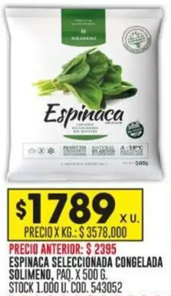 Coto ESPINACA SELECCIONADA CONGELADA SOLIMENO PAQ. X 500G oferta