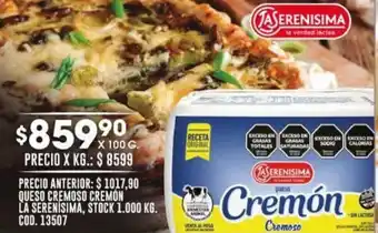 Coto QUESO CREMOSO CREMON LA SERENÍSIMA X 100G oferta