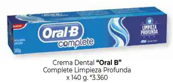 La Anonima Oral B Crema Dental Complete Limpieza Profunda x 140g oferta