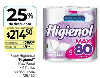 La Anonima Higienol Papel Higienico max Panal x 4 Rollos de 80m oferta