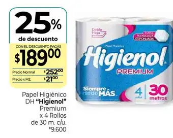 La Anonima Higienol Papel Higienico DH Premium x 4 Rollos oferta