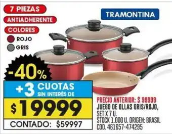 Coto JUEGO DE OLLAS GRIS/ROJO, SET X 7U oferta