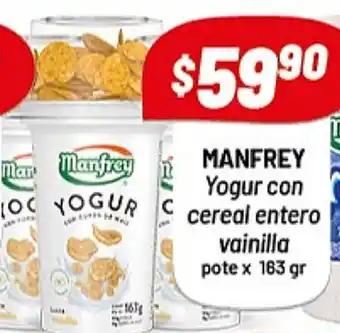 Almacor Manfrey Yogur con cereal entero vainilla pote x 163gr oferta