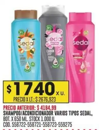 Coto SHAMPOO/ACONDICIONADOR VARIOS TIPOS SEDAL, BOT. X 650ML oferta