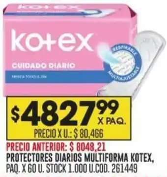 Coto PROTECTORES DIARIOS MULTIFORMA KOTEX, PAQ. X 60U oferta