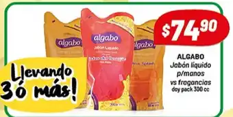 Almacor Algabo Jabón liquido p/manos vs fragancias doy pack 300cc oferta