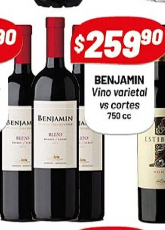 Almacor Benjamin Vino Varietal vs cortes 750cc oferta