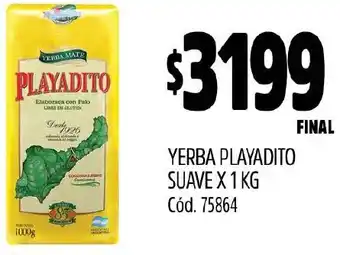 Supermercados Yaguar YERBA PLAYADITO SUAVE X 1KG oferta