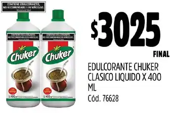 Supermercados Yaguar EDULCORANTE CHUKER CLASICO LIQUIDO X 400ML oferta