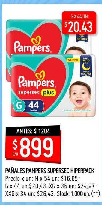 Walmart Pañales Pampers Supersec Hiperpack oferta