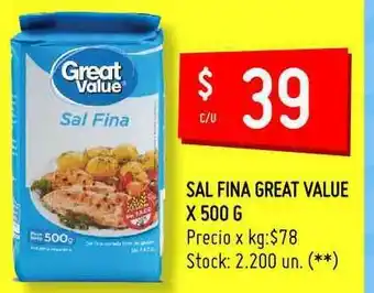 Walmart Sal Fina Great Value x 500g oferta