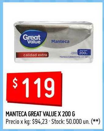 Walmart Manteca Great Value x 200g oferta