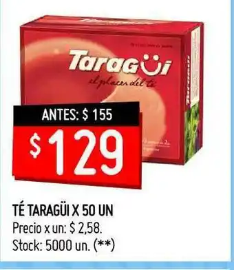 Walmart Té Taragüi Diamantado x50 un oferta