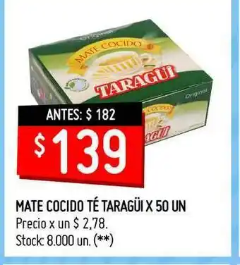 Walmart Mate Cocido Té Taragüi x 50un oferta