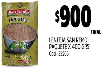 Supermercados Yaguar LENTEJA SAN REMO PAQUETE X 400GR oferta