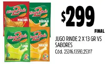 Supermercados Yaguar JUGO RINDE 2 X 13GR VS SABORES oferta