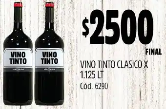 Supermercados Yaguar VINO TINTO CLASICO X 1.125LT oferta