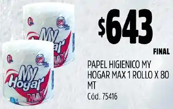 Supermercados Yaguar PAPEL HIGIENICO MY HOGAR MAX 1 ROLLO X 80 MT oferta