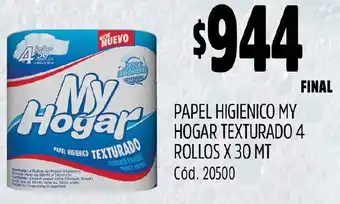 Supermercados Yaguar PAPEL HIGIENICO MY HOGAR TEXTURADO 4 ROLLOS X 30 MT oferta