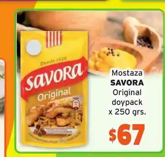 Unico Supermercados Mostaza Savora Original Doypack x 250grs oferta