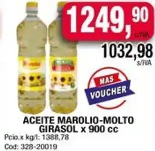 Maxiconsumo ACEITE MAROLIO-MOLTO GIRASOL x 900cc oferta