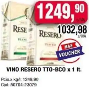 Maxiconsumo VINO RESERO TTO-BCO x 1It oferta