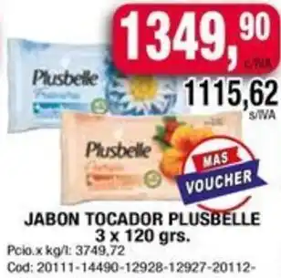 Maxiconsumo JABON TOCADOR PLUSBELLE 3 x 120gr oferta