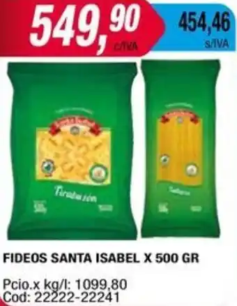 Maxiconsumo FIDEOS SANTA ISABEL X 500GR oferta