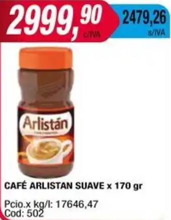 Maxiconsumo CAFÉ ARLISTAN SUAVE x 170gr oferta