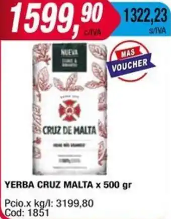 Maxiconsumo YERBA CRUZ MALTA x 500gr oferta
