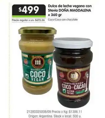 Jumbo Dulce De Leche Vegano Con Stevia Doña Magdalena 360gr oferta