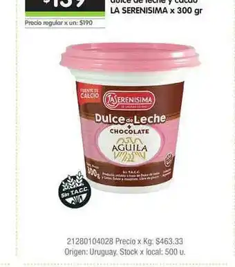Jumbo Dulce De Leche Y Cacao La Serenisima oferta