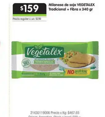 Jumbo Milanesa De Soja Vegetalex Tradicional + Fibra 340gr oferta