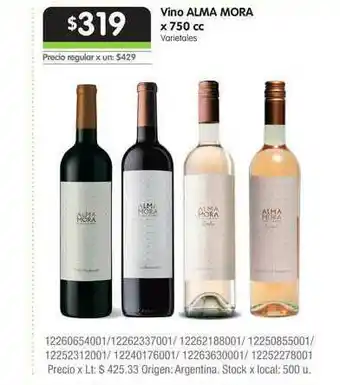 Jumbo Vino Alma Mora Varietales 750cc oferta