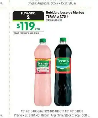 Jumbo Bebida A Base De Hierbas Terma x 1.75lts oferta