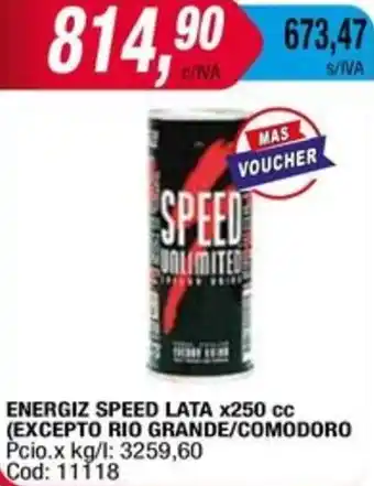 Maxiconsumo ENERGIZ SPEED LATA x 250cc oferta