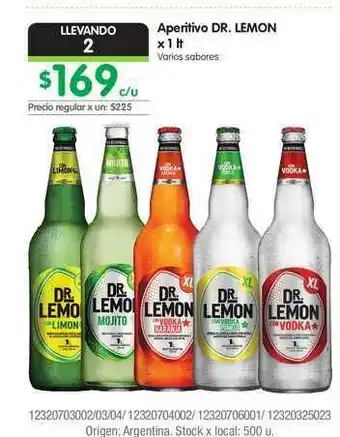 Jumbo Aperitivo Dr. Lemon x 1lt oferta
