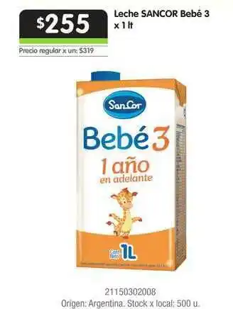 Jumbo Leche Sancor Bebé 3 x 1lt oferta