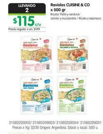 Jumbo Ravioles Cuisine & Co 500grs oferta