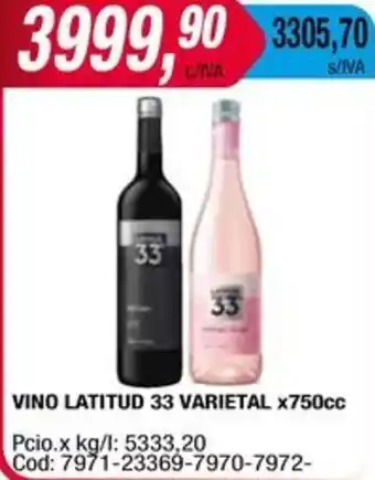 Maxiconsumo VINO LATITUD 33 VARIETAL x 750cc oferta