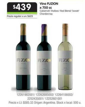 Jumbo Vino Fuzion 750cc oferta