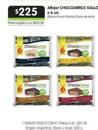 Jumbo Alfajor Chocoarroz Gallo x 6un oferta