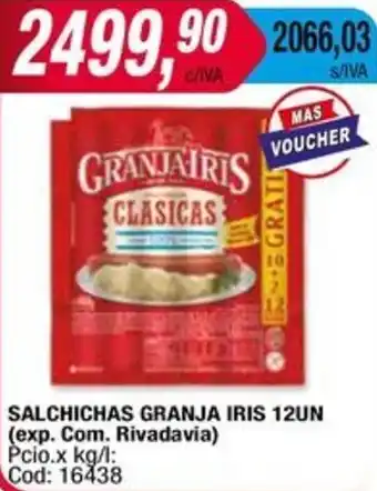 Maxiconsumo SALCHICHAS GRANJA IRIS 12UN oferta